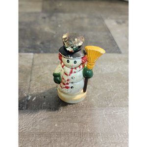 1987 vintage snowman broom happy smiling Xmas figurine decor